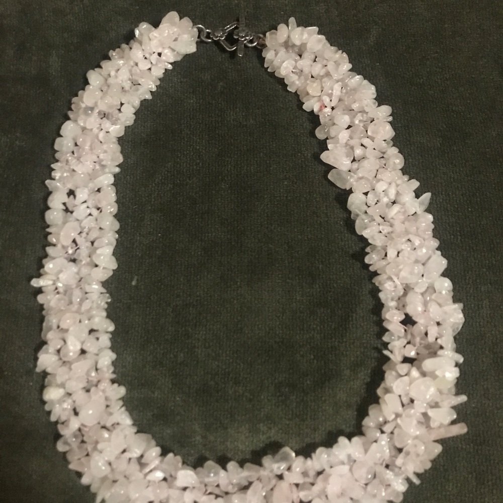 Necklace Sterling silver and natural pink stones